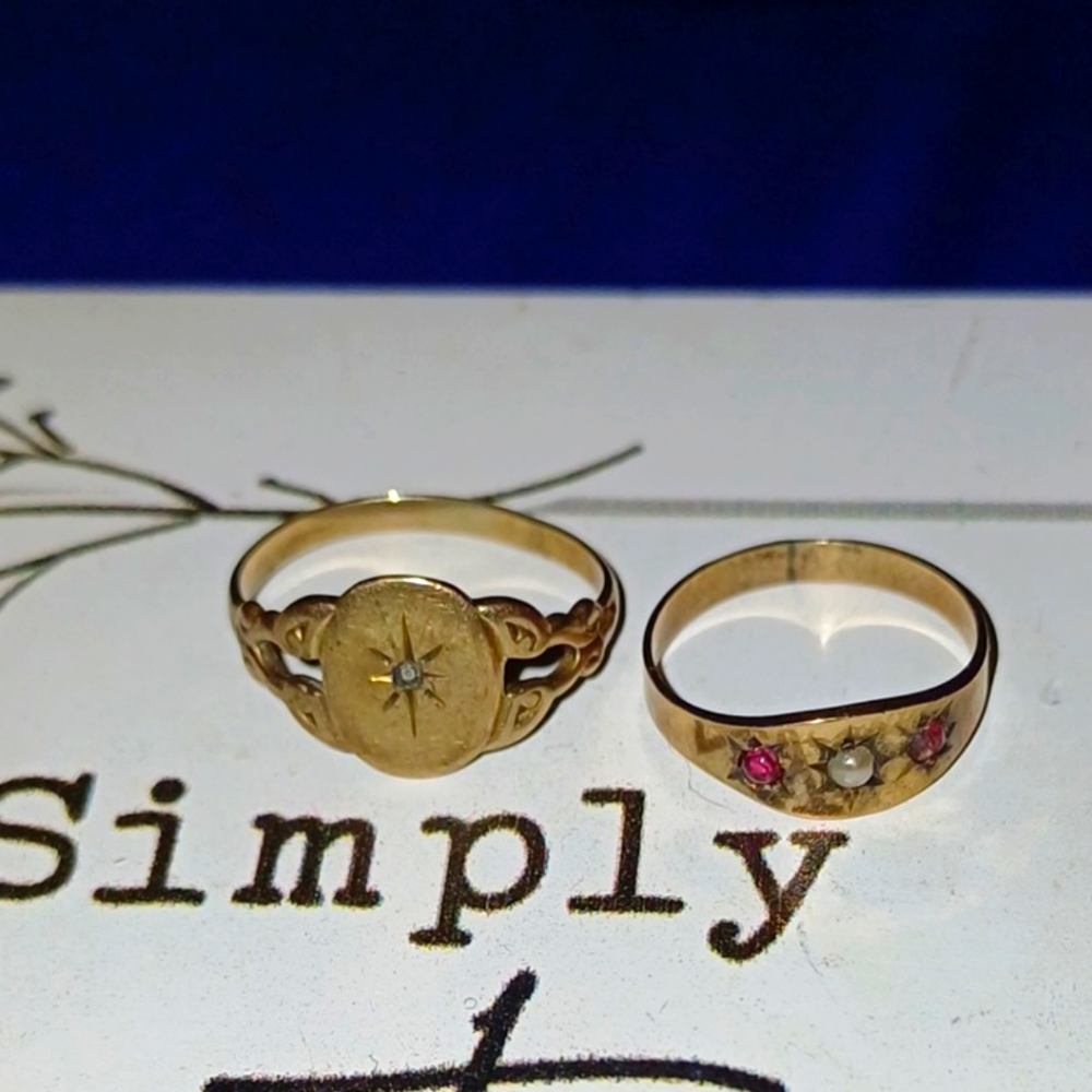 2 Tiny Vintage Baby Rings